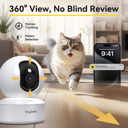 2K Pet Dog Camera with Phone App, 5G/2.4Ghz Wifi Indoor Security Baby Camera, 360° Pan & Tilt, 2-Way Audio, Night Vision